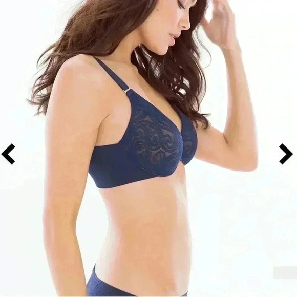 Soma Vanishing Back Blue Paisley Lace Full Coverage Underwire Bra Size 36 B - Picture 2 of 8